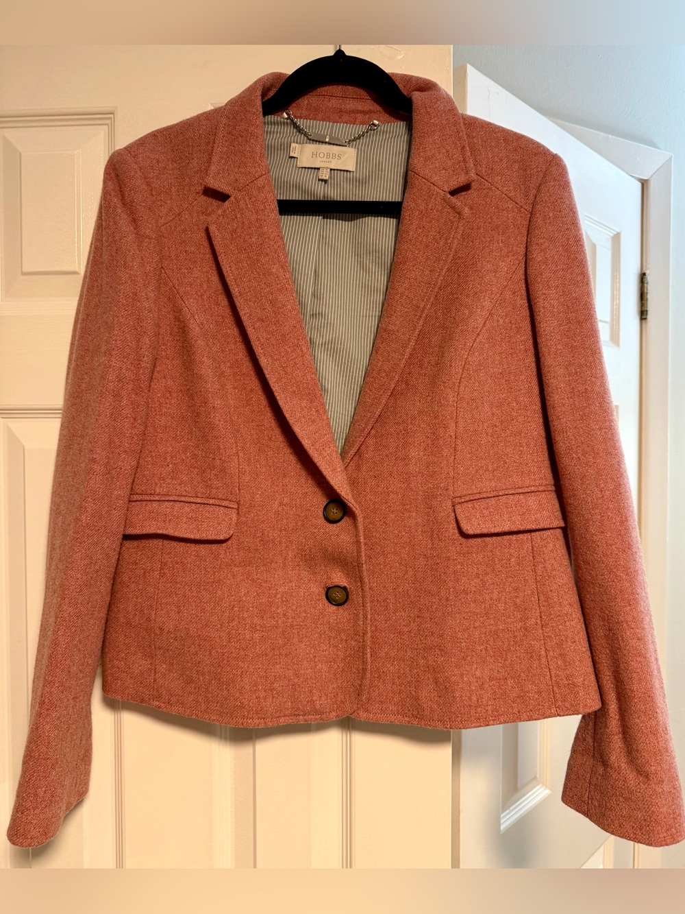 Hobbs London Blake Wool Blazer Florentine Pink Rose Tweed Jacket UK 14 US 10